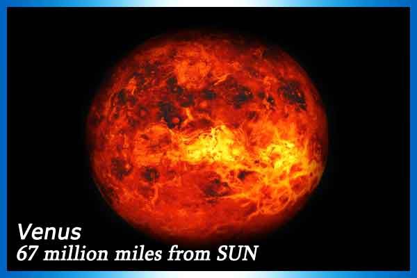 Venus: 67 million miles away from Sun.