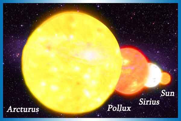 Sun, Sirius, Pollux and Arcturus