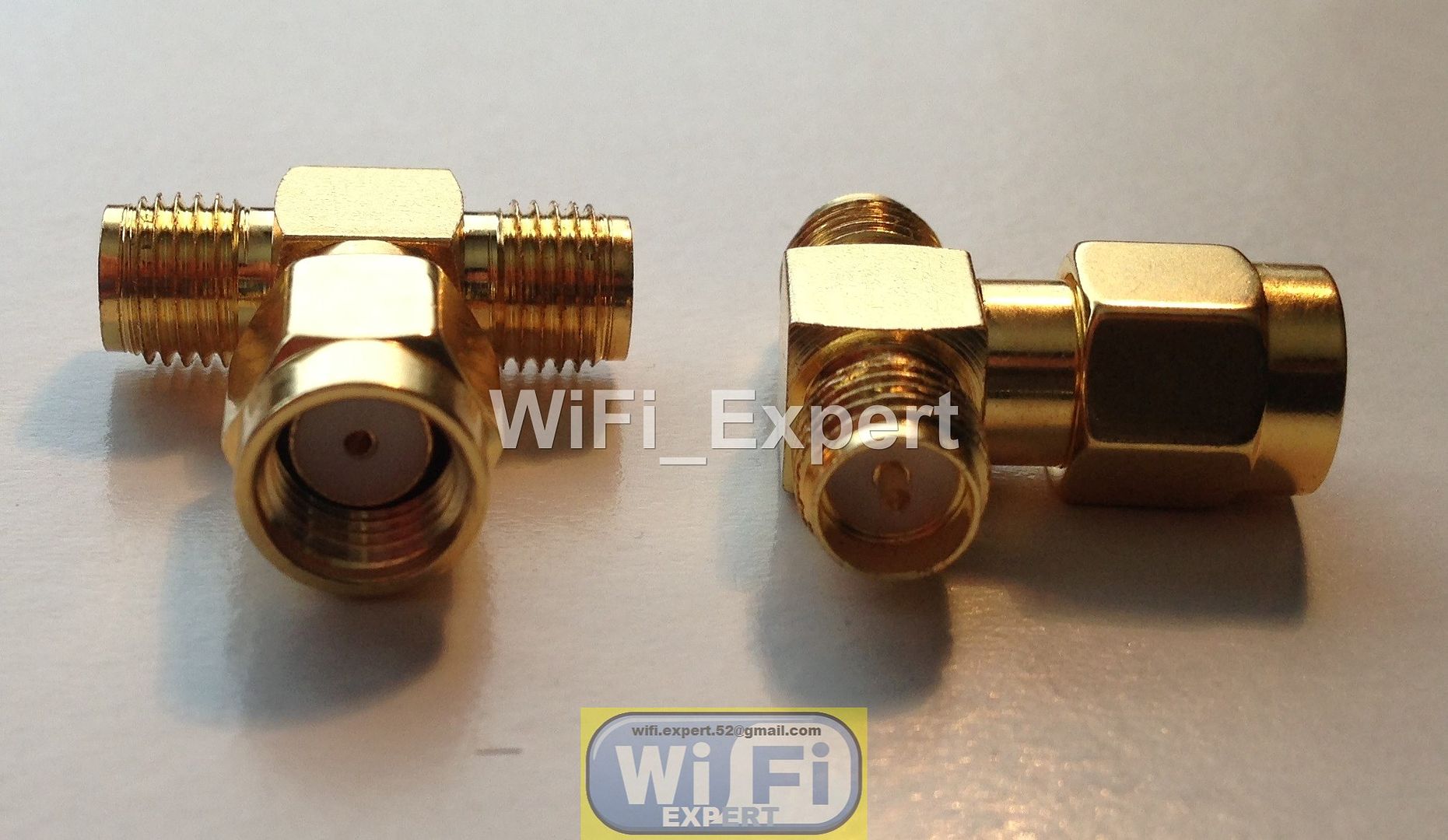 RP-SMA male to two 2 RP-SMA female T Connector Adapter Split One in 2 USA