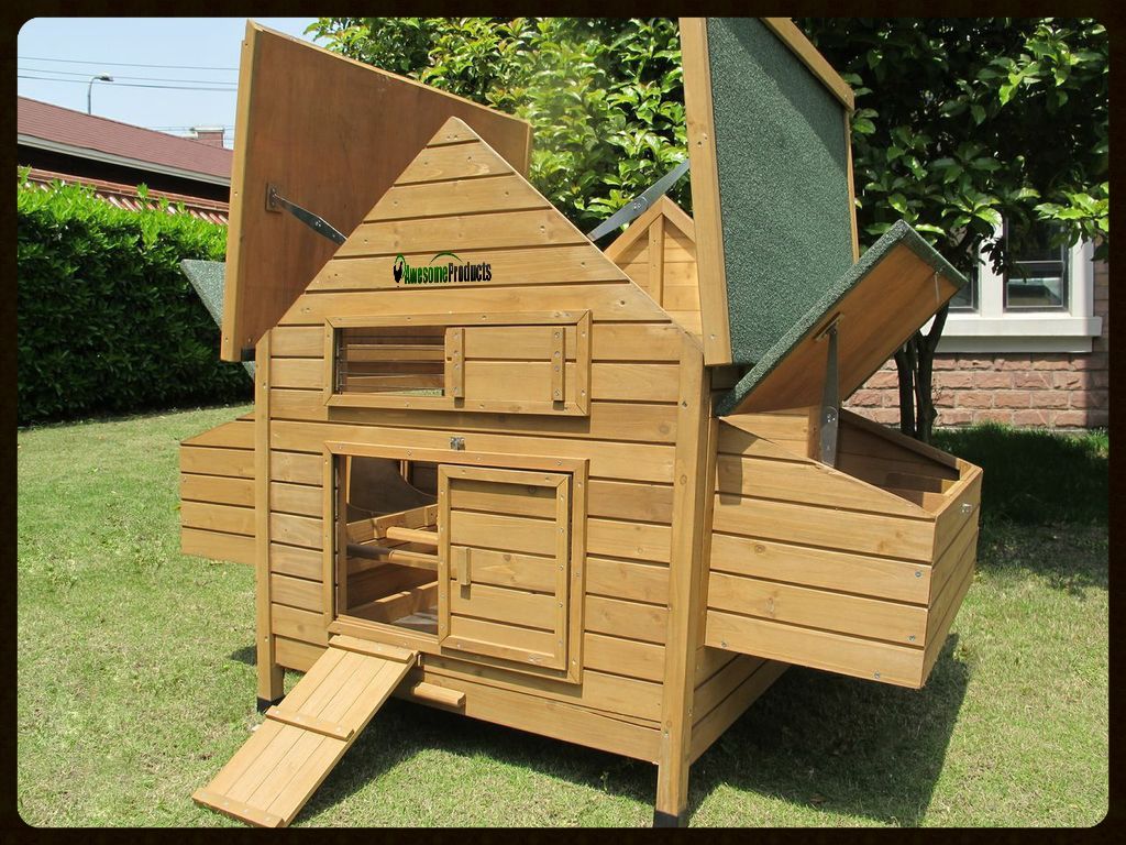 DOUBLE & RUN LARGE DELUXE CHICKEN COOP RABBIT HUTCH NEST HEN HOUSE eBay