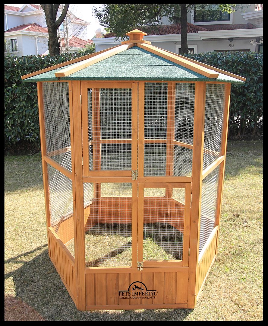 Pets Imperial® Large Wooden Hexagonal Bird Aviary Cage Birds Parrot