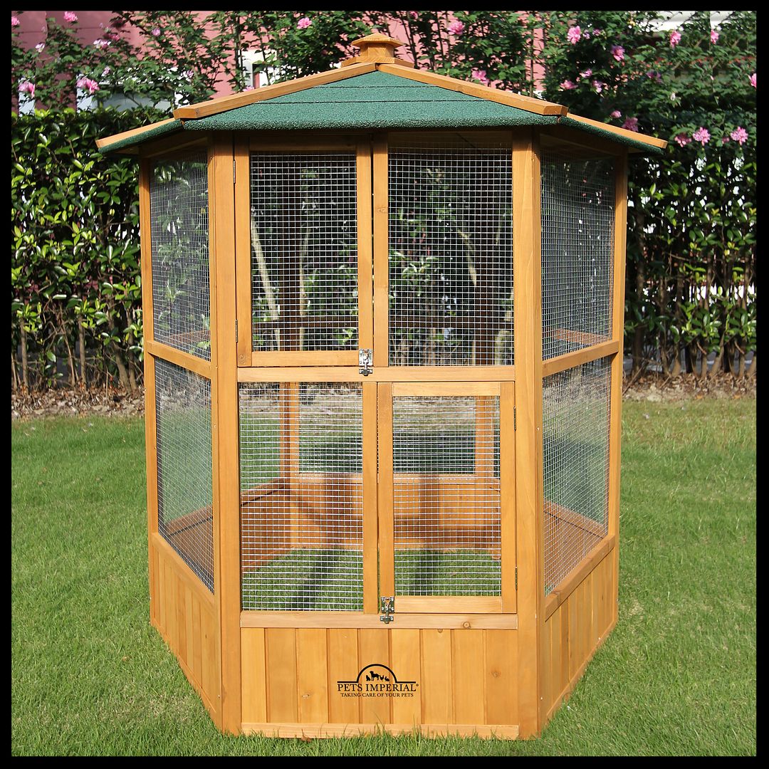 Pets Imperial® Large Wooden Hexagonal Bird Aviary Cage