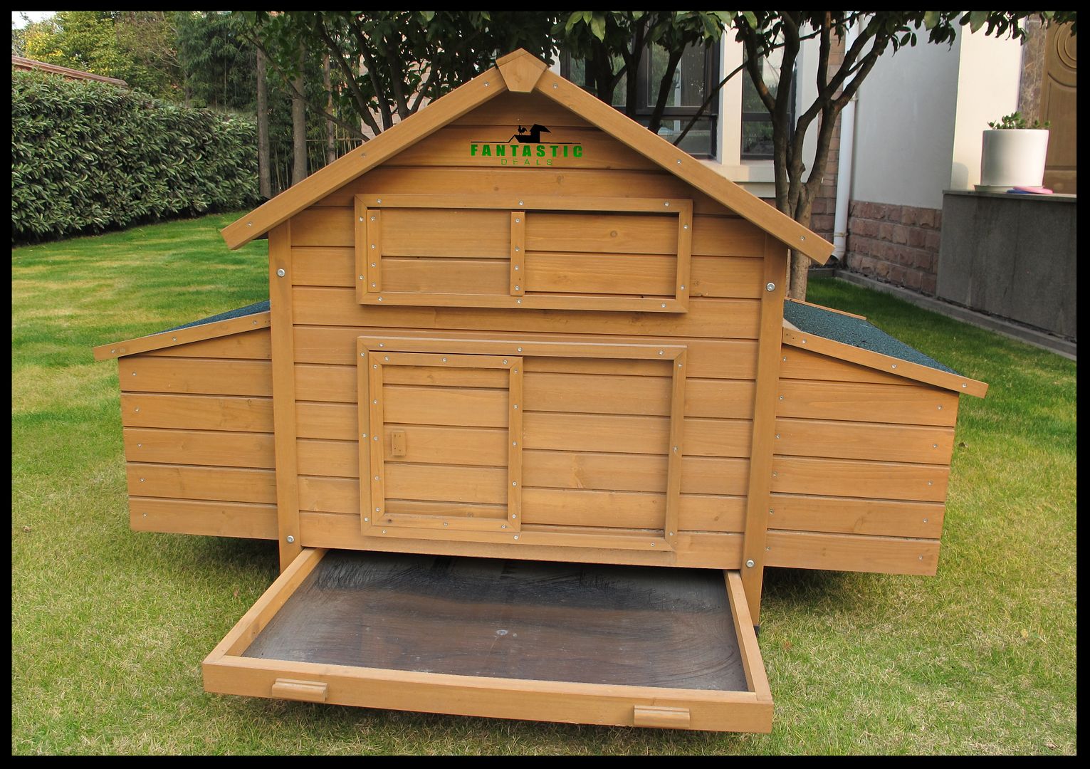 BEAUMONT LARGE DELUXE CHICKEN COOP HEN POULTRY HOUSE RABBIT HUTCH RUN 