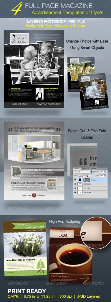 magazine advertisement template. Full Page Magazine Ad or Flyer Templates PSD File | 76 MB Included Items in download. 1 .PSD Photoshop File clearly labeled and easy to edit. 1 Help File