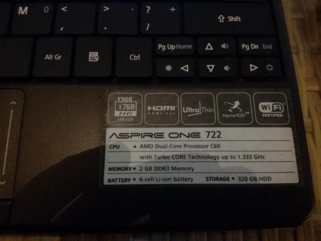 ACER ASPIRE ONE E722 AMD C60 DDR3 2GB HDD 320GB card rời ATI, có khe sim 3G giá 3trx! - 2