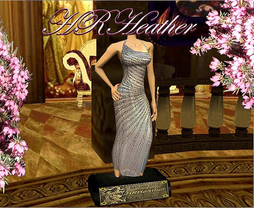 HRHeather's STORE MANNEQUIN – STORE DUMMY !! NOT !! THE ACTUAL DRESS – showing off her luxurious feeling white satin Super Glitz dress. An intensely glittering patterned vintage looking couture fashion piece that is a MUST HAVE for any Queen, Princess, Empress, vampire, and goth.