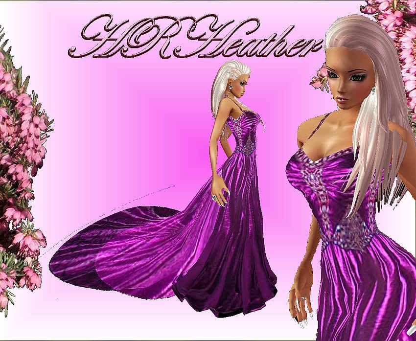 HRHeathers luxurious, metallic purple Cathedral length skirt - train for my matching halter evening gown with jewel accents.  Role playing Royalty will want to wear this formal gown around the palace, any evil being looking for a formal occasion dress (vampire, demons, demi-goddesses, goddesses, maybe even drow, and humans?). Can be used by Bridesmaids but you have every chance of outshining the bride wearing this.