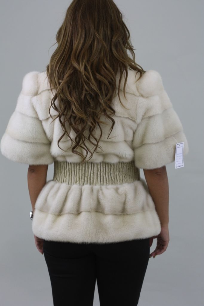 White Saga Mink Fur Vest with Elastic Waist
