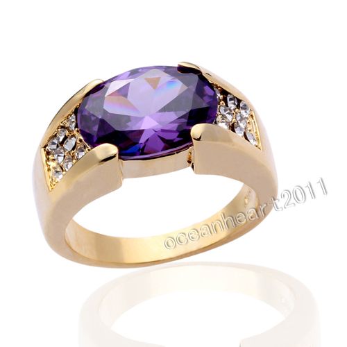 ... Men's 10KT Yellow Gold Filled Solitare Gemstone Ring Size 10 Gift