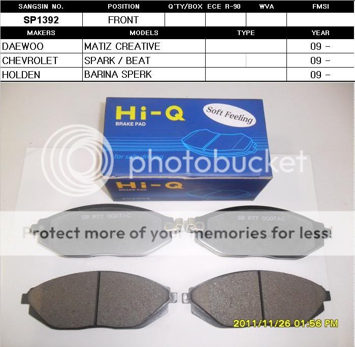 JW KOREA HI Q Front Brake Pads DAEWOO MATIZ CREATIVE  