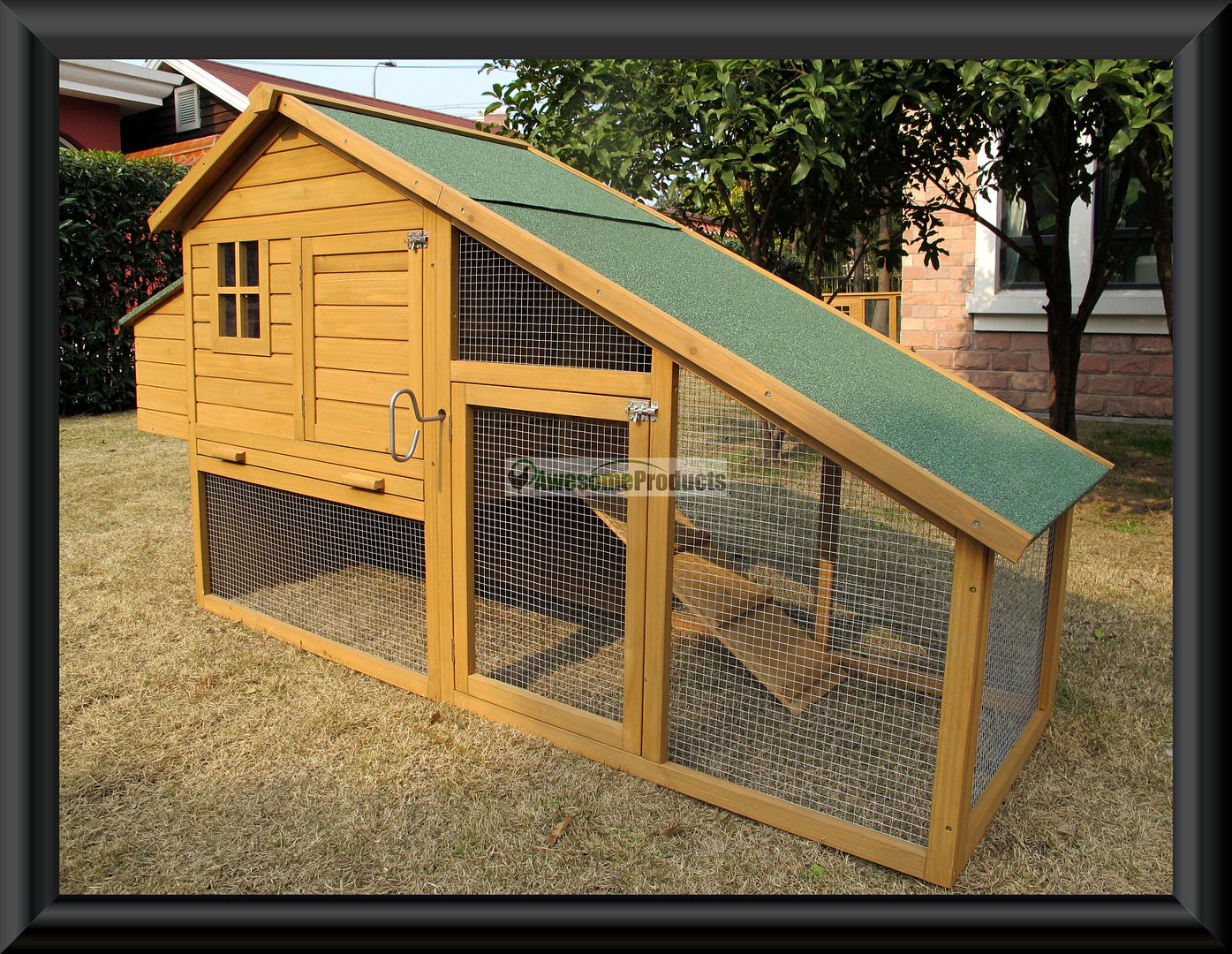 Clarendon Large Deluxe Chicken Coop Rabbit Hutch Hen House Run Poultry Ark Nest