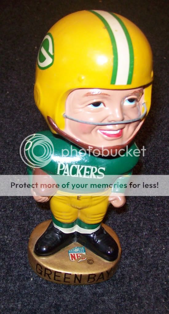 RARE Packers 1968 Real Face NFL Nodder Bobblehead Gold
