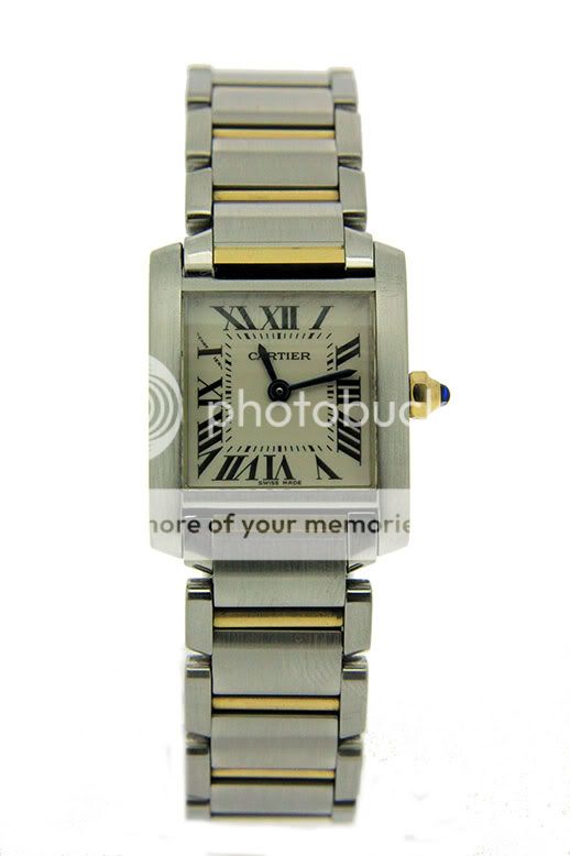   Pre Owned 18ct Yellow Gold & Steel Tank Francaise Quartz Watch  