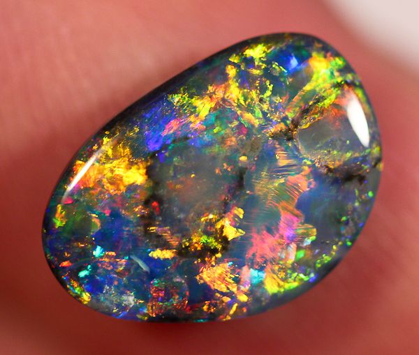 Lightning Ridge Natural Solid Multi-Color Black Opal Stone 2.44ct Gem ...