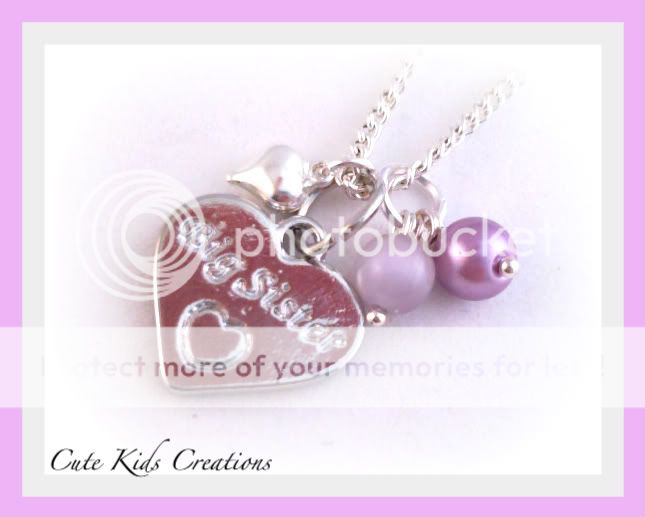 Personalised Heart Charm Necklace Childrens Jewellery Big Sister Little Sister